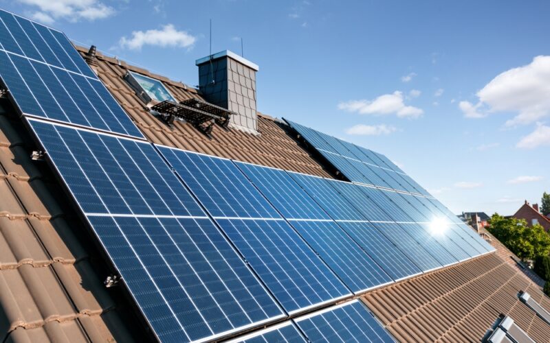 Photovoltaic,System,On,A,Roof,Of,A,Sustainable,Family,Home